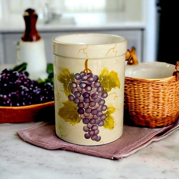 Utensils Holder Cabernet Tabletops Unlimited Hand Painted Ceramic Bottle Cooler